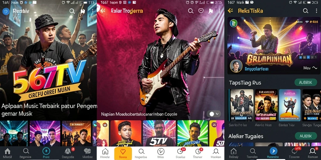 Tampilan layar utama 567TV dengan daftar lagu yang menarik.