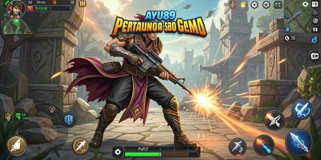 Tampilan gameplay AYU89 yang menampilkan aksi pertarungan mendebarkan.