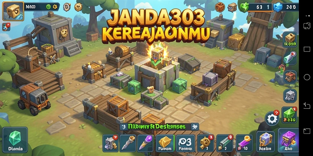 Screenshot gameplay JANDA303 menampilkan menara yang siap menghalau musuh.