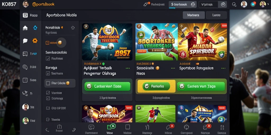 Tangkapan layar KO857 menampilkan antarmuka Sportsbook yang intuitif.