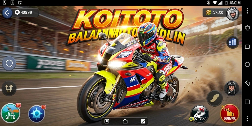 Tampilan gameplay mendebarkan dari KOITOTO dengan motor balap.