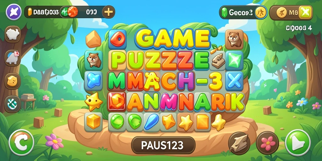Gameplay seru PAUS123 dengan level Match-3 yang menantang.