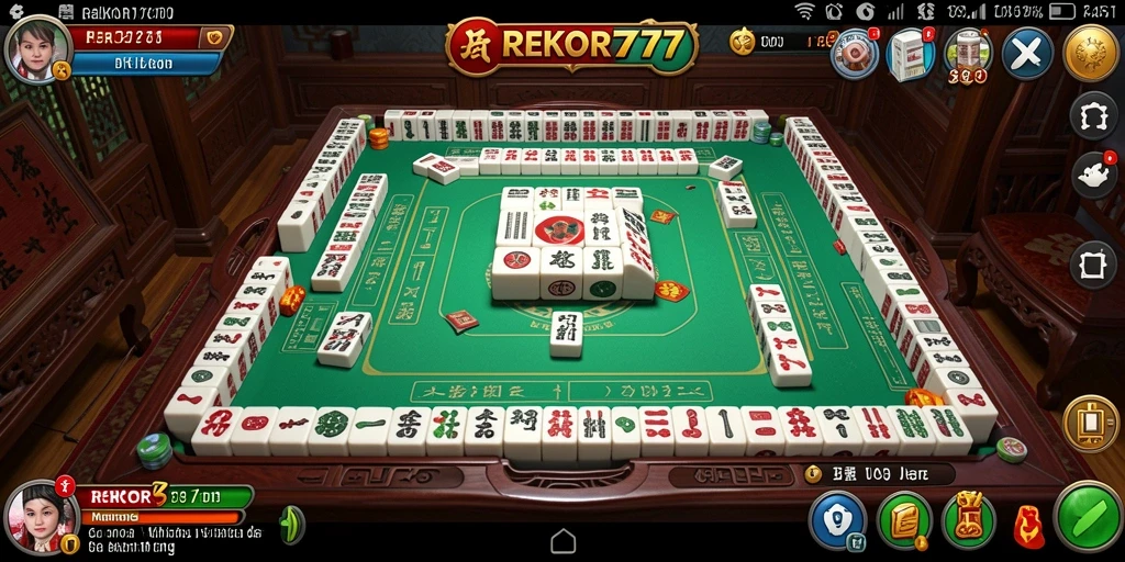 Tampilan gameplay Mahjong yang menarik dan seru di REKOR777.