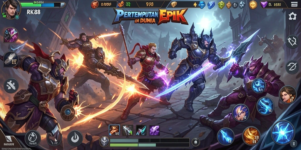 Tampilan aksi seru di gameplay MOBA RK88