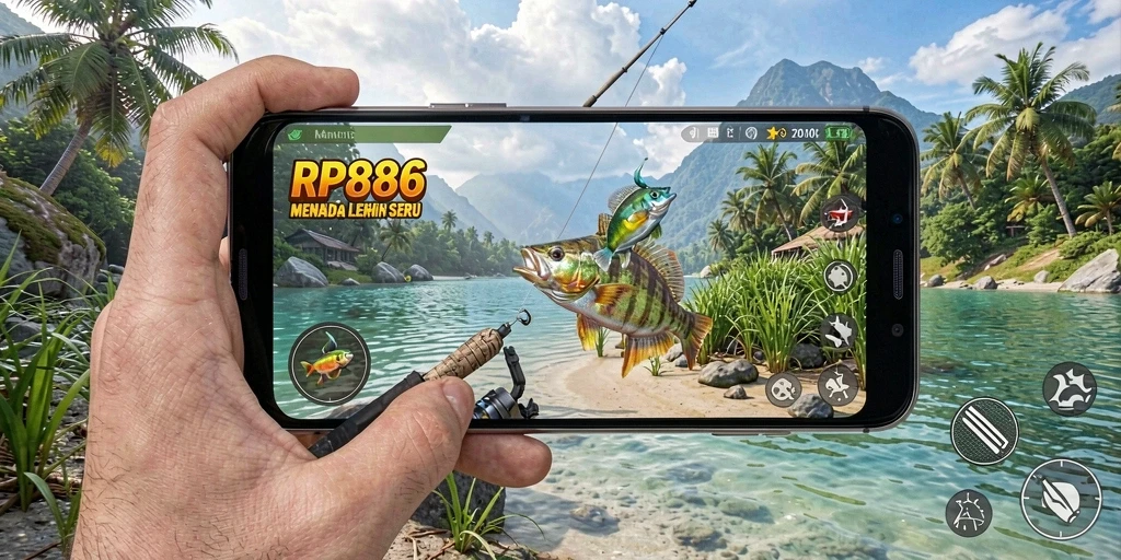 Tampilan gameplay RP886 yang menakjubkan saat menangkap ikan.