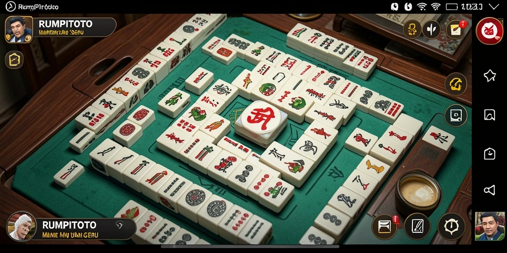 Tampilan gameplay RUMPITOTO dengan berbagai ubin Mahjong yang menarik.