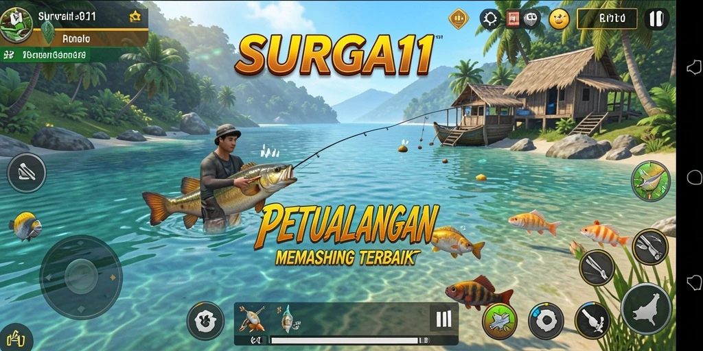 Gameplay menarik dalam SURGA11, pengalaman memancing yang memukau.