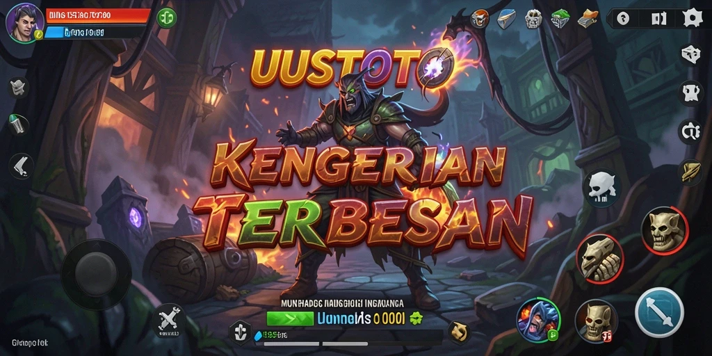 Screenshot gameplay UUSTOTO menampilkan suasana horror yang mencekam.